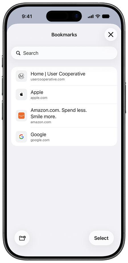 Surge for iPhone bookmarks